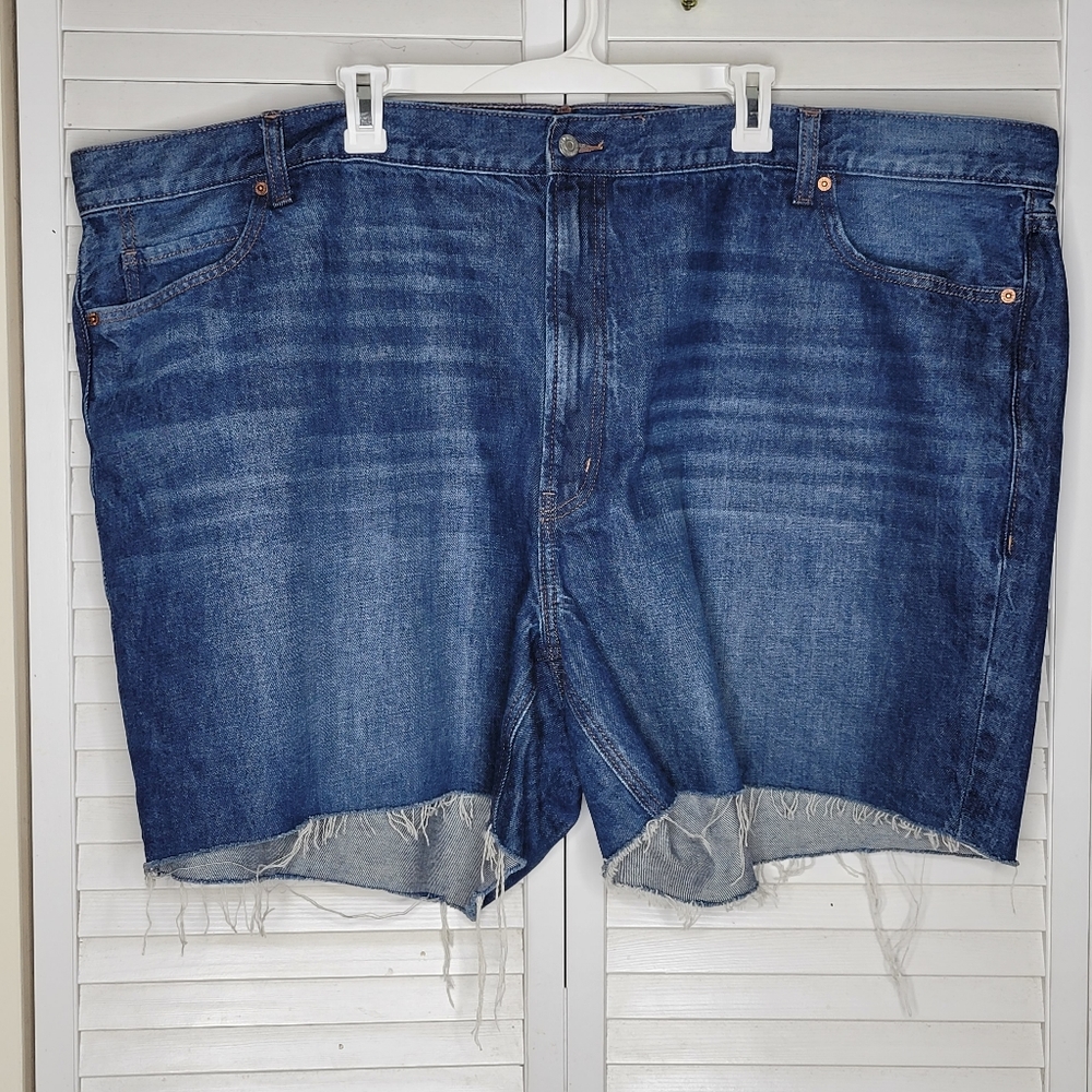 Old Navy High Rise Slouchy Straight Raw Hem Denim/Jean Short PLUS 28 NWOT